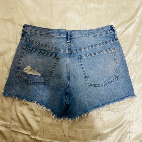 Madewell Women's Relaxed Mid-Length Denim Shorts Blue Size 32 Distressed - Picture 3 of 9
